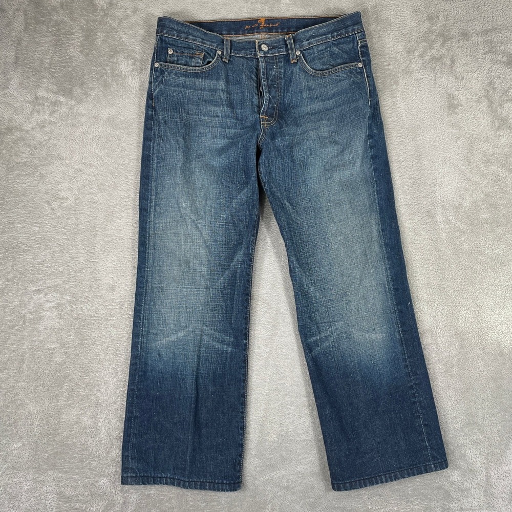 7 For All Mankind Jeans Mens 34x29 Blue Button Fly Straight Leg Denim Y2K